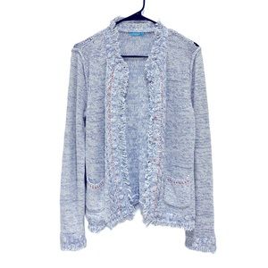 J. McLaughlin Blue Knit Sweater Jacket Medium